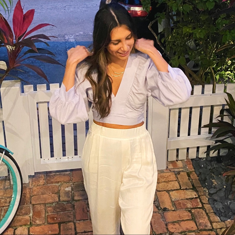 Zara lavender linen crop top